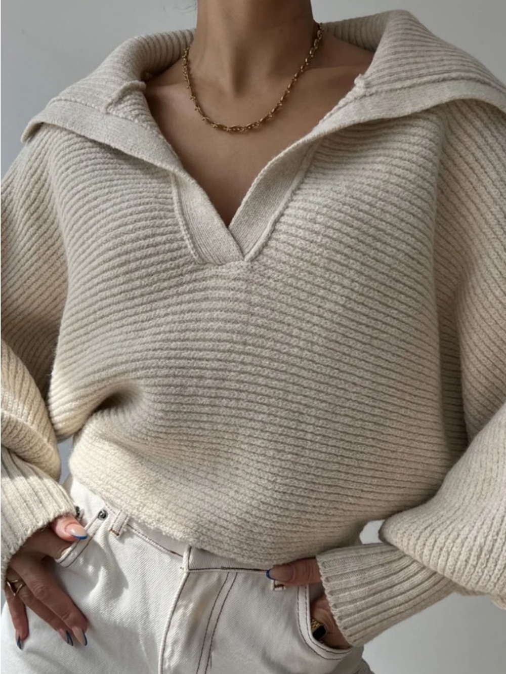 Mod Ref Collared Rib Knit Sweater